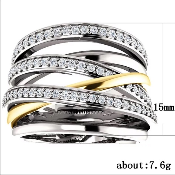 New 925 Silver Two Tone Stackable Diamond Ring 💍 - Picture 5 of 6
